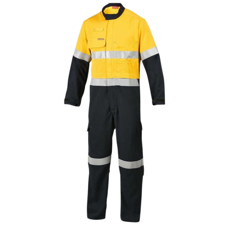 Mens Hard Yakka Protect Hi-Vis 2 Tone Tecasafe Plus Coverall Safety Taped Y00303-Collins Clothing Co