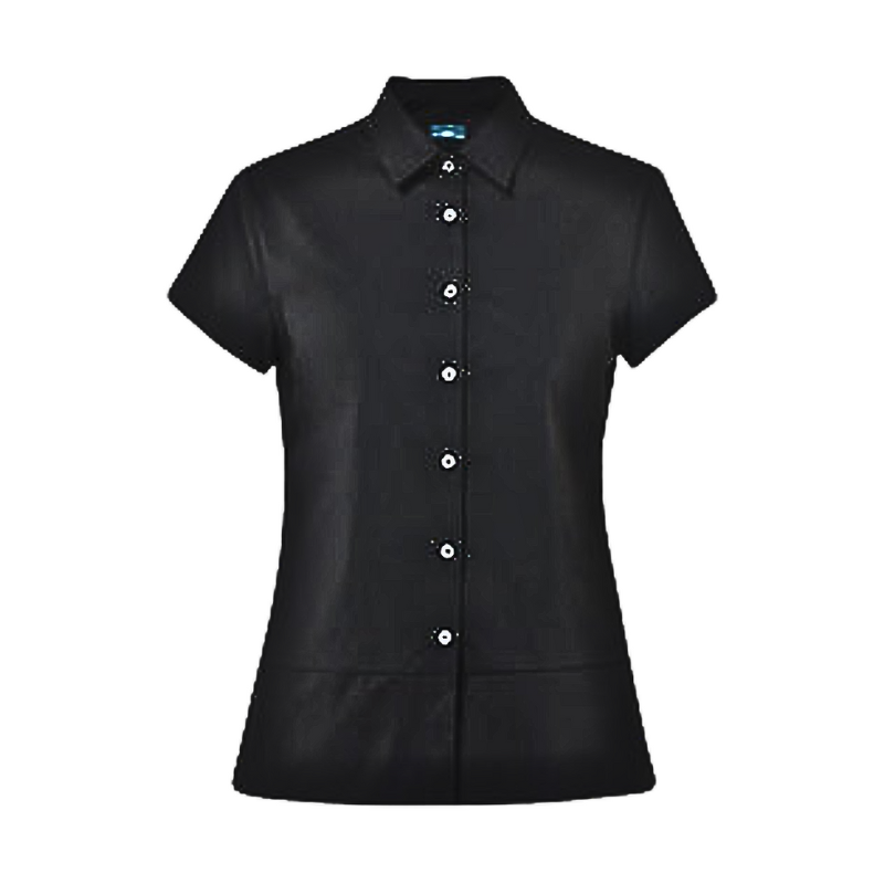 NNT Womens Stretch Cotton Blend Cap Sleeve Shirt Classic Fit Black Shirt CATU2V-Collins Clothing Co