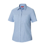 Womens Hard Yakka Foundations Short Sleeve Blue Chambray Shirt Corp Work Y08041-Collins Clothing Co