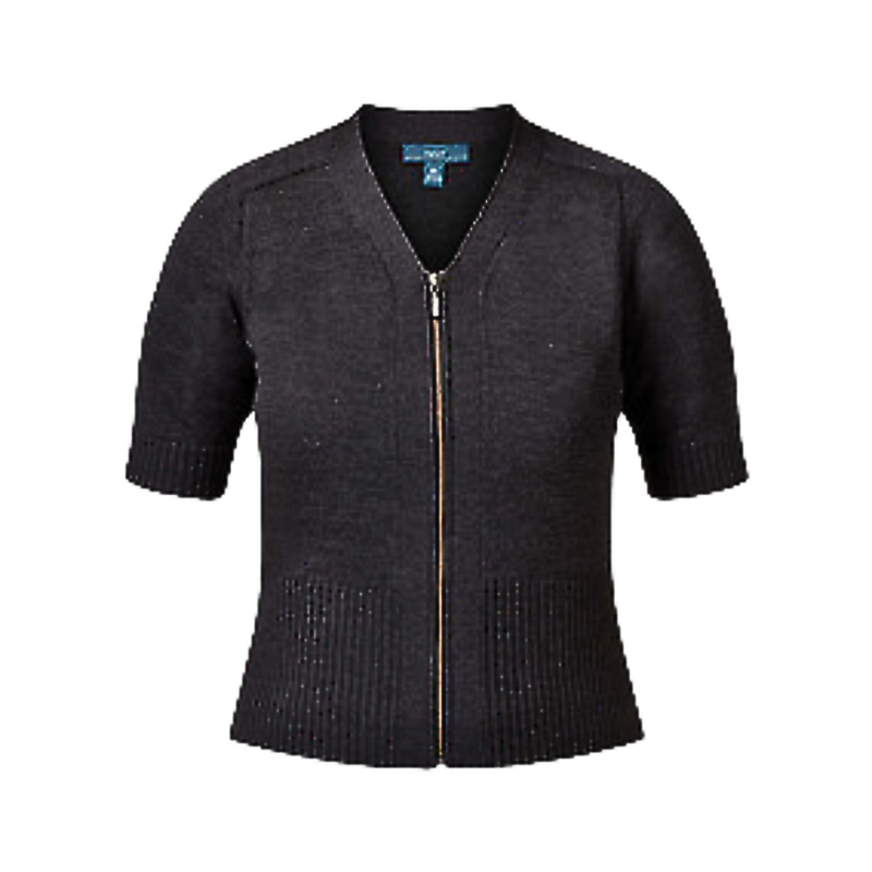 NNT Womens Pure Wool S/S Rib Trim Cardigan Short Sleeve Knit CAT5B4-Collins Clothing Co