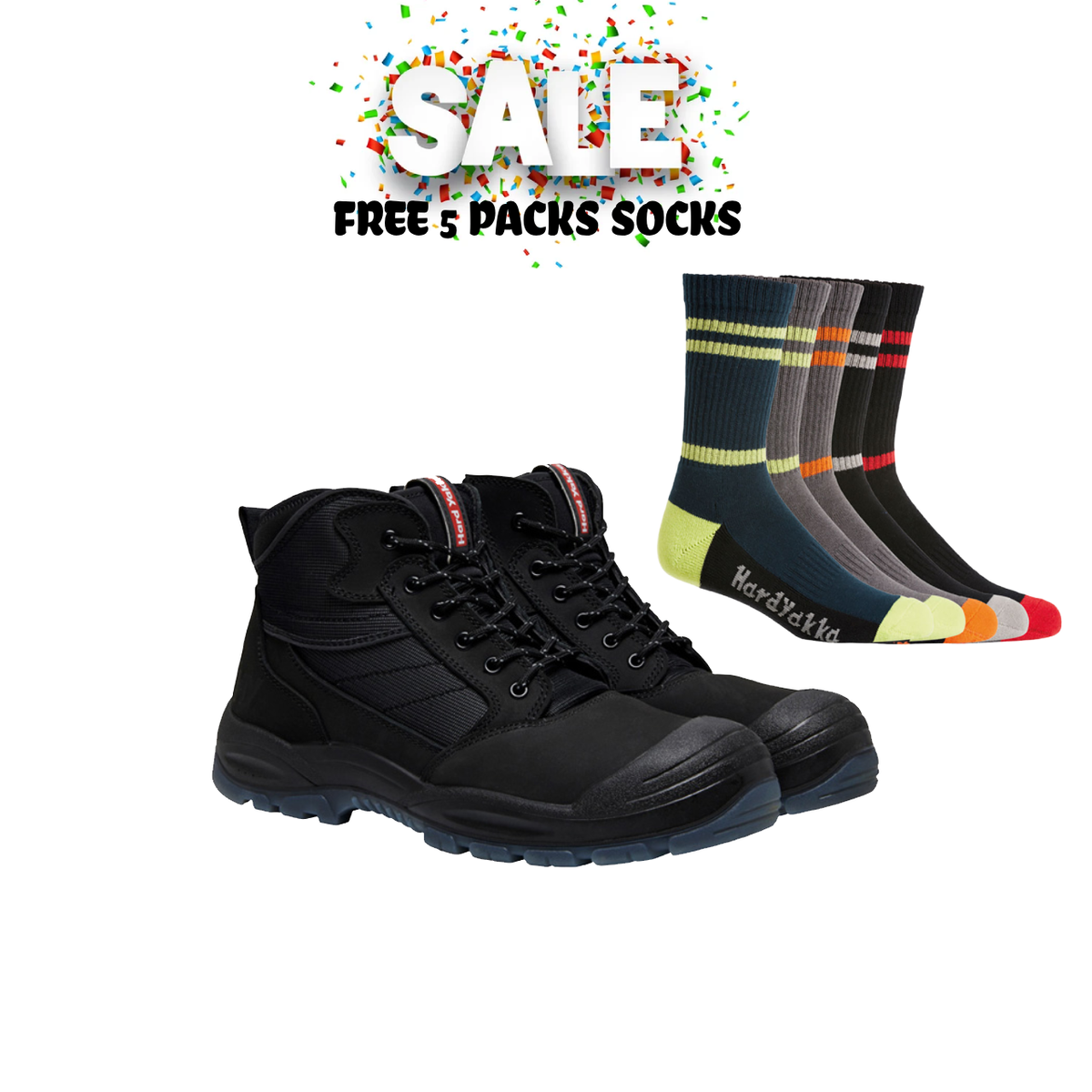 Mega Sale!! Hard Yakka Nite Vision Work Boots Comfy Leather Workwear Water Resistant Free 5 Packs Socks