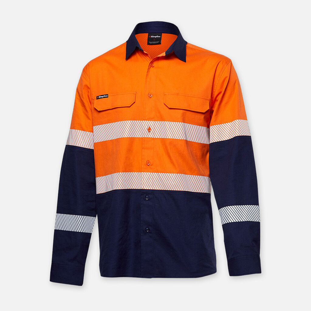KingGee Mens Workcool Pro Bio Motion Shirt Long Sleeve Work Safety Comfy K54028
