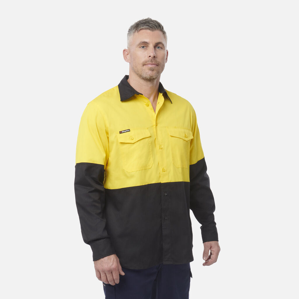 KingGee Mens Workcool 2 Hi-Vis Shirt Long Sleeve Button Up Work Workwear K54870