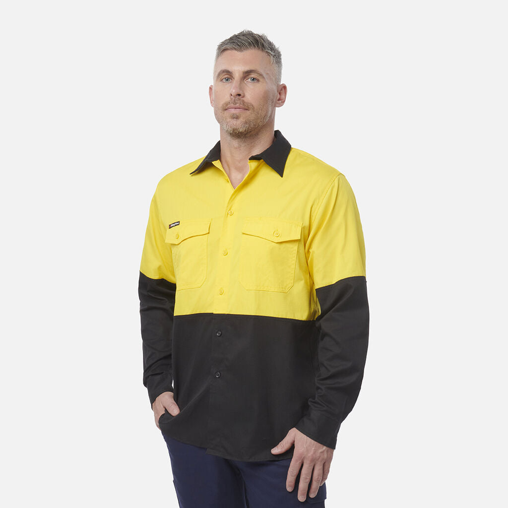 KingGee Mens Workcool 2 Hi-Vis Shirt Long Sleeve Button Up Work Workwear K54870