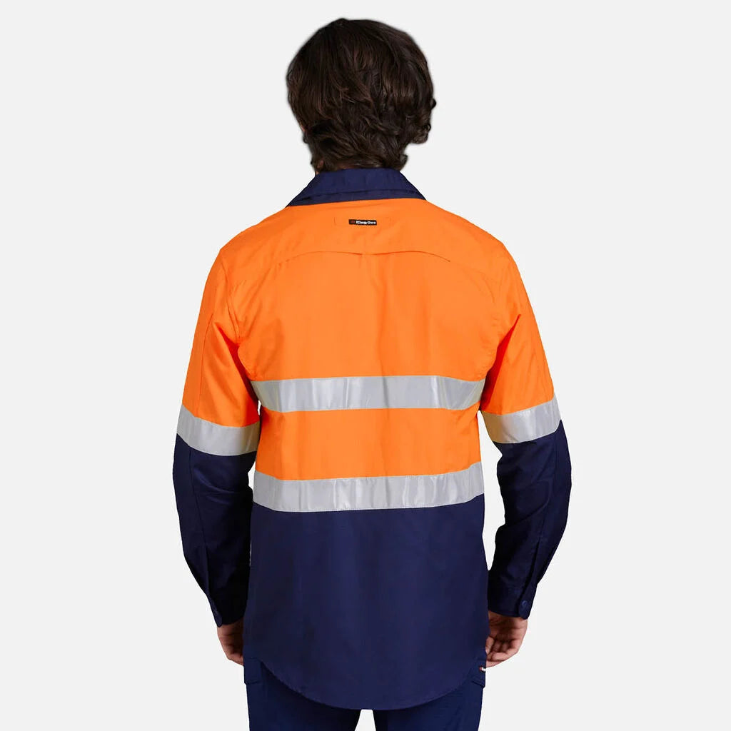 KingGee Mens Workcool Hi-Vis Taped Shirt Long Sleeve Work Lightweight K54880