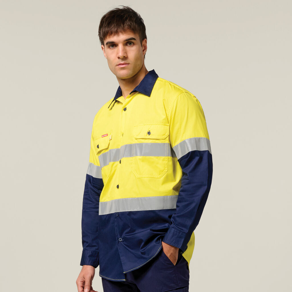 Hard Yakka Hi-Vis Two-Tone Shirt &amp; Drycool Reflective Pants Uniform Set HYSET009