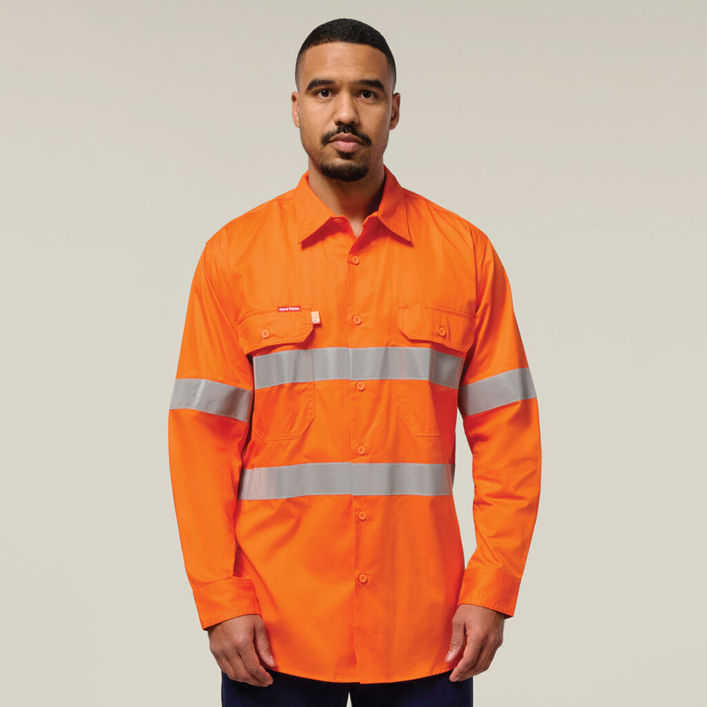 Hard Yakka Mens Lightweight Hi-Vis Shirt & Drycool Reflective Pants Uniform Set Workwear HYSET003