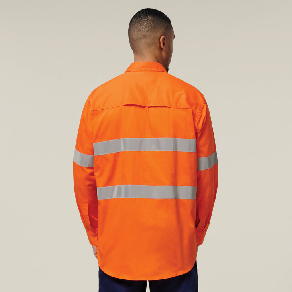 Hard Yakka Mens Lightweight Hi-Vis Shirt & Drycool Reflective Pants Uniform Set Workwear HYSET003