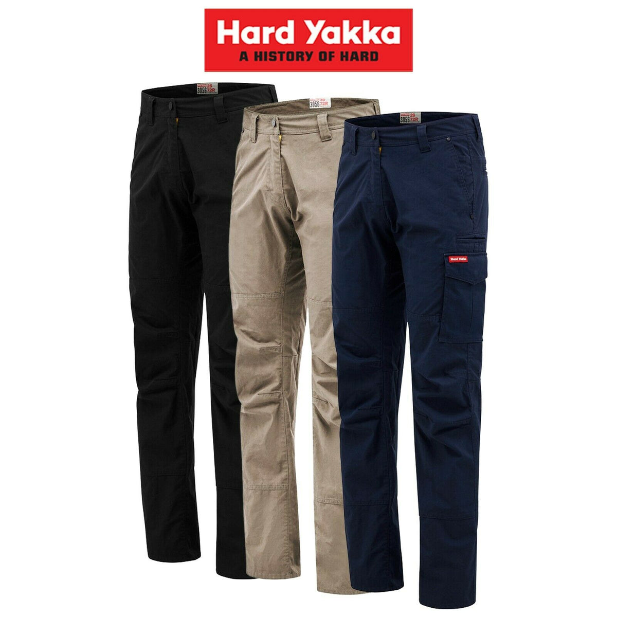 Womens Hard Yakka 3056 Work Pants RipStop Cargo Modern Stretch Slim Y08930