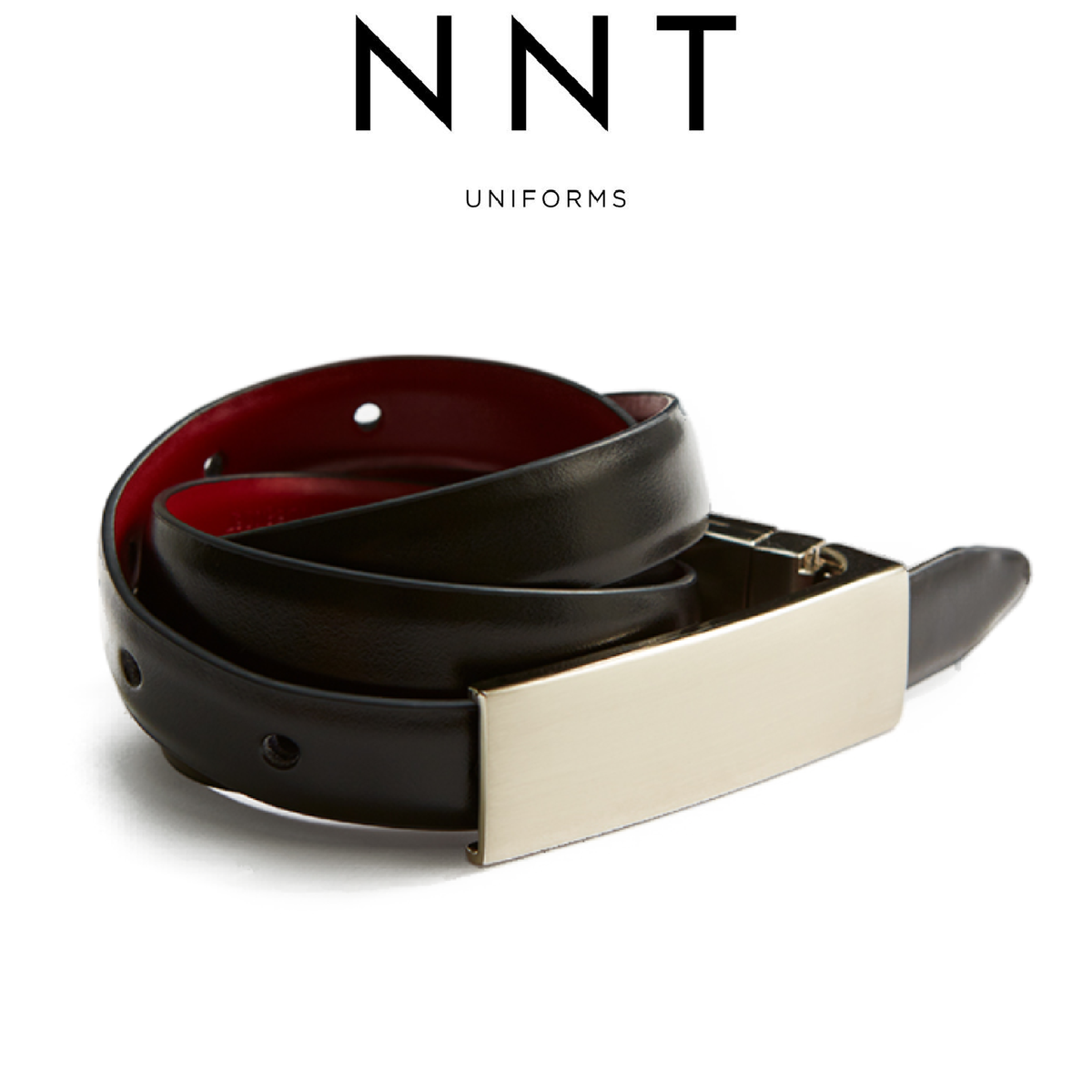 NNT Womens Leather Reversible Belt Metal Twist Buckle 2 Colors CAT0GE