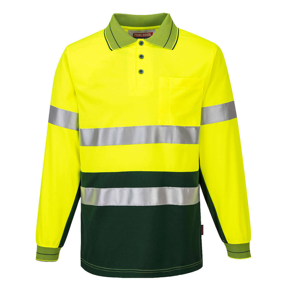 Portwest Mens Prime Mover Long Sleeve Micro Mesh Polo Taped Work Hi-Vis MP513-Collins Clothing Co