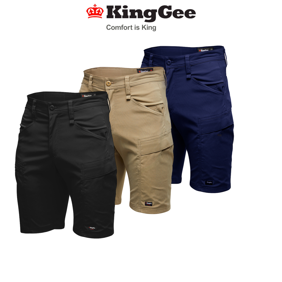 KingGee Mens KingGee Drycool Shorts Stretch Ripstop Cargo Light Work K17013