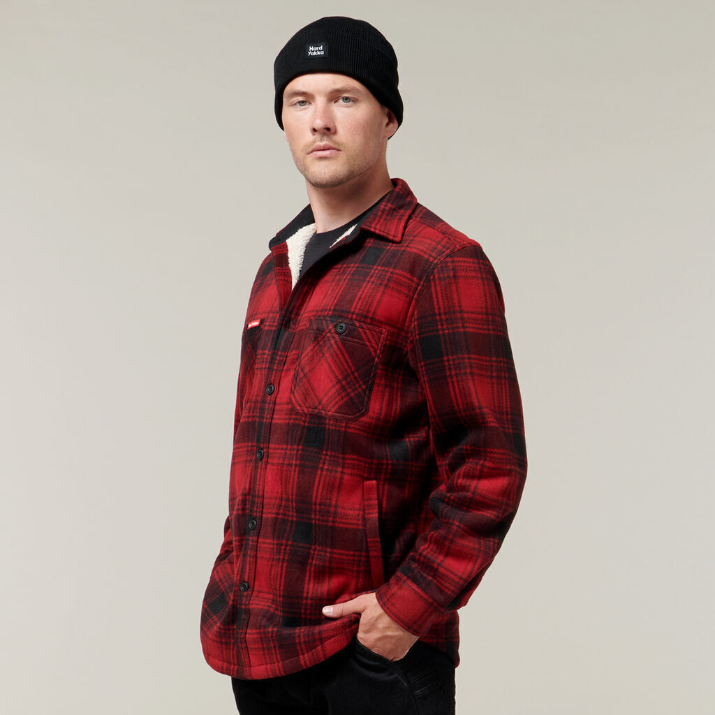 Hard Yakka Mens Legends Sherpa Comfy Fleece Jacket With Free Beanie Work Y06518-Collins Clothing Co