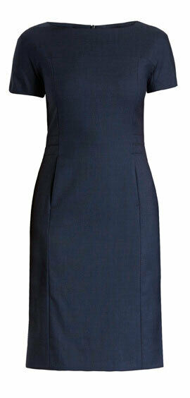 NNT Women Sharkskin Short Sleeve Detail Dress Formal Business Knee Lenght CAT66L-Collins Clothing Co