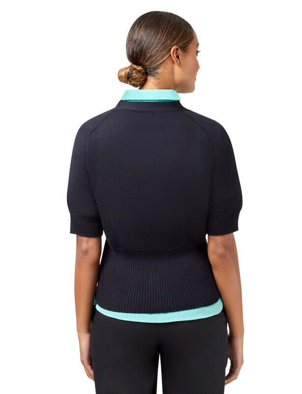 NNT Womens Wool Rich Short Sleeve Rib Trim Cardigan Business Body Warmer CAT5BJ-Collins Clothing Co