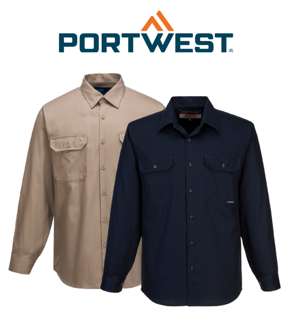 Portwest Adelaide Shirt, Long Sleeve, Regular Weight Button Front Closure MS903