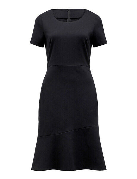 NNT Womens Short Sleeve Dress Ponte Knit Waist Seam Formal Knee Length CAT67K-Collins Clothing Co