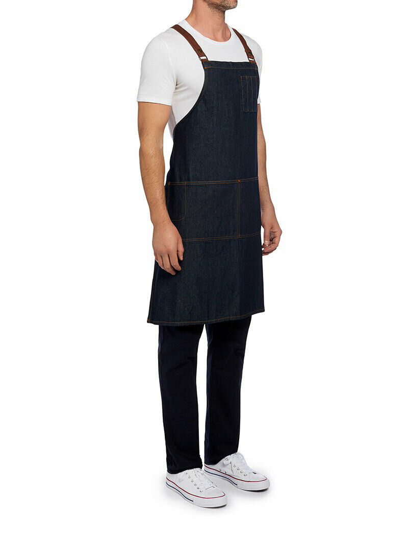 NNT Unisex Chef Memphi Cross Back Denim Apron Work Safety Tough Durable CATK2M-Collins Clothing Co