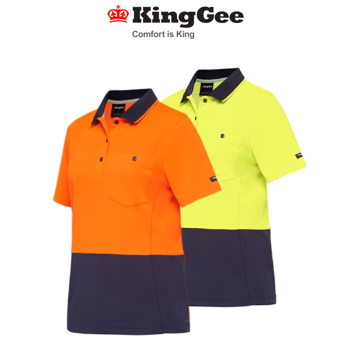 KingGee Womens WorkCool Spliced Polo S/S Shirt Hyperfreeze Work Comfy K44735