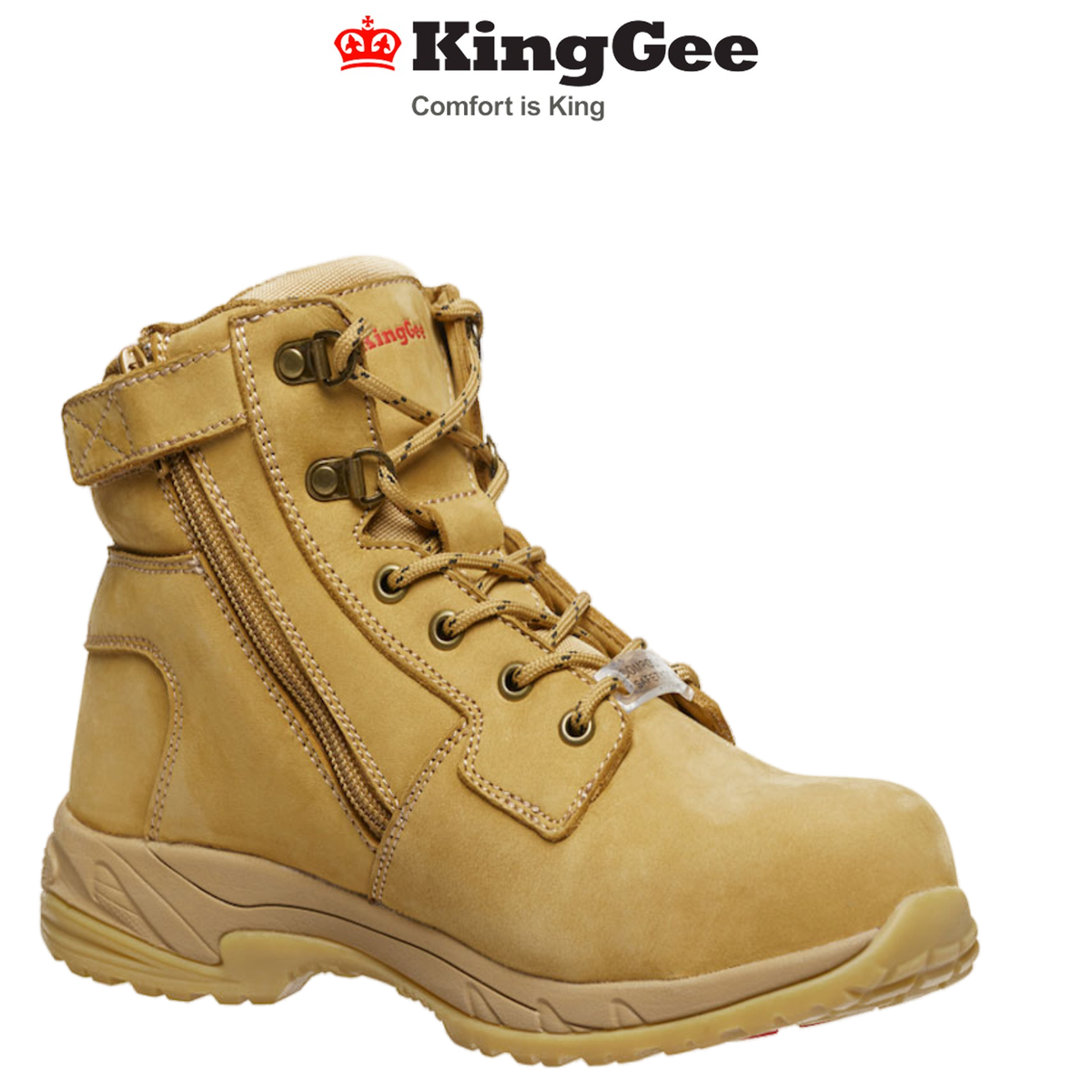 KingGee Womens Tradie Zip Work Safety Boots Nubuck Leather Comfortable K27380