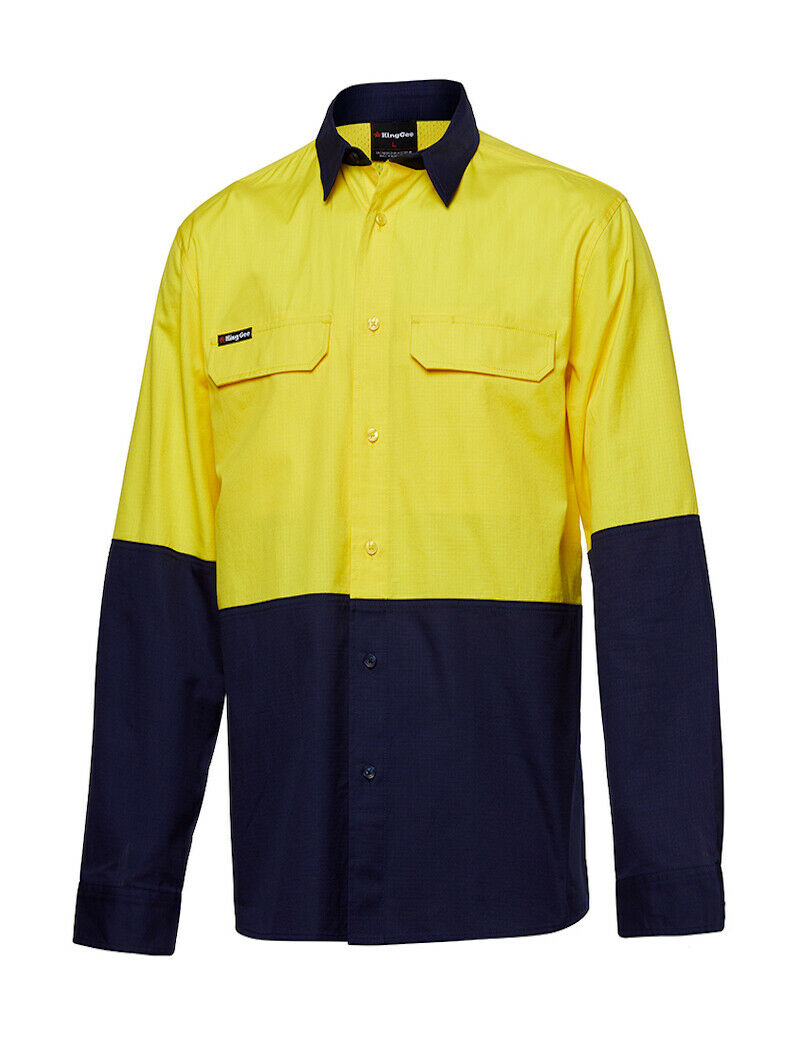 KingGee Mens Workcool Pro Spliced Shirt Long Sleeve Ripstop Work Safety K54027-Collins Clothing Co