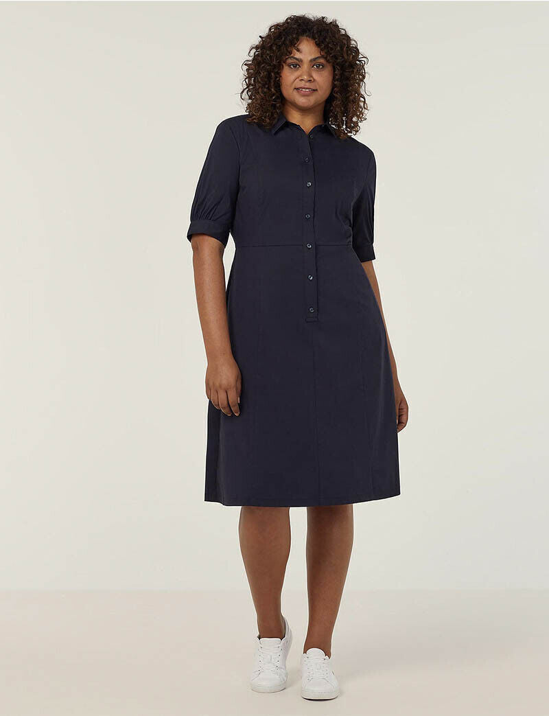 NNT Womens Avignon Shirt Dress Fit Flare Collared Elbow Length Cotton CAT69K-Collins Clothing Co