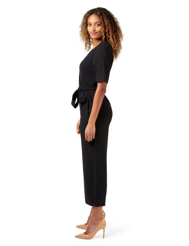 NNT Womens Short Sleeve Formal Jumpsuit Invisible Button Pleats Waist Tie CAT3RT-Collins Clothing Co