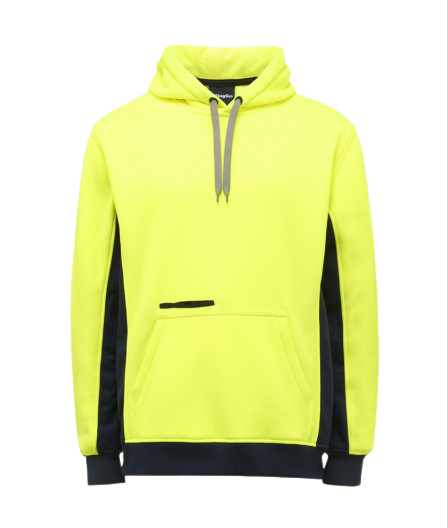 KingGee Mens Hi Vis Pull Over Hoodie Fleece Drawstring Work Safe Safety K55033-Collins Clothing Co