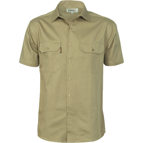 DNC Workwear Mens Cotton Drill Safety Shirt Short Sleeve Comfortable  3201-Collins Clothing Co