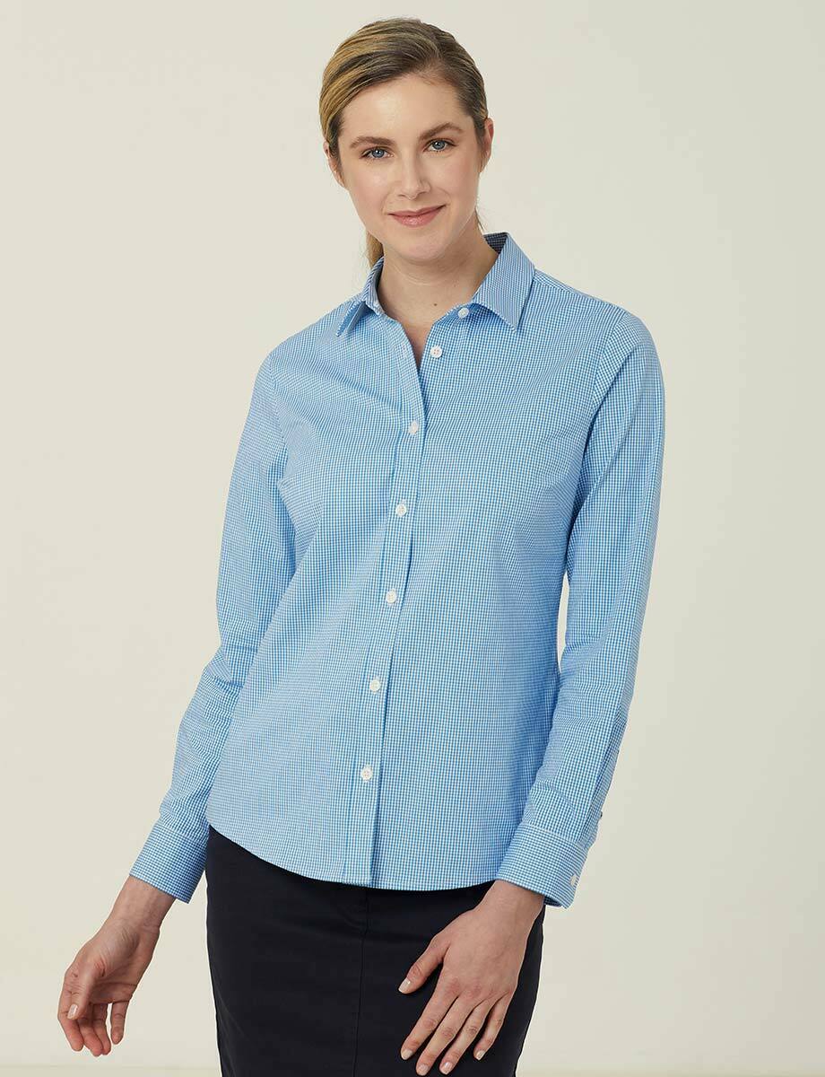 NNT Womens Avignon Gingham Business Shirts Long Sleeve Check Formal Shirt CATUKS-Collins Clothing Co