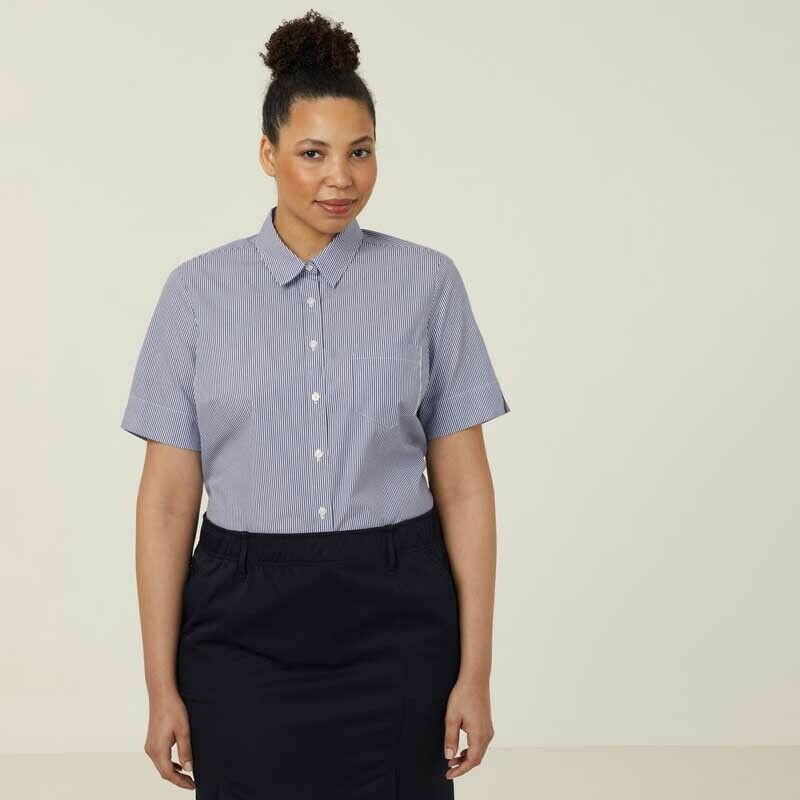 NNT Womens Avignon Stripe Short Sleeve Slim Casual Shirt Regular Business CATUK5-Collins Clothing Co