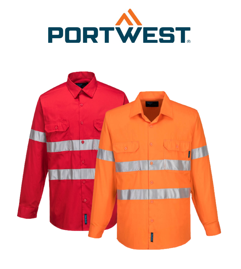 Portwest Hi-Vis Lightweight Long Sleeve Shirt with Tape Reflective Safety MA301