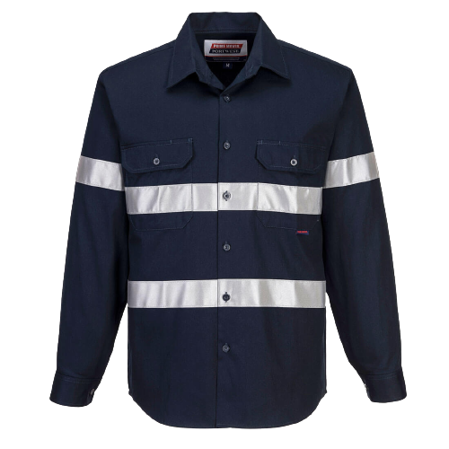 Portwest Geelong Shirt, Long Sleeve, Regular Weight Reflective Safety MA908-Collins Clothing Co