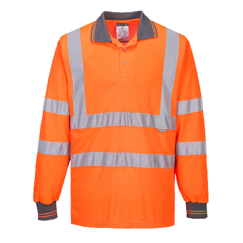 Portwest Hi-Vis Long Sleeved Polo 2 Tone Reflective Taped Work Safety S277-Collins Clothing Co