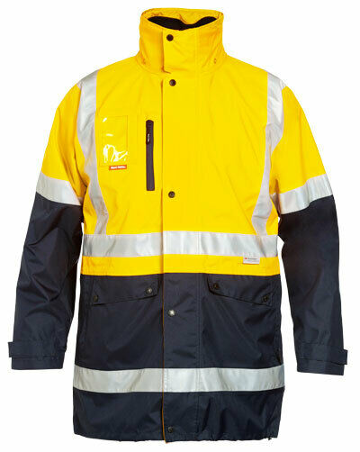 Hard Yakka Mens HiVis 4 in 1 Taped Jacket Reversible Jacket All Season Y06057-Collins Clothing Co