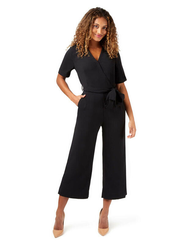 NNT Womens Short Sleeve Formal Jumpsuit Invisible Button Pleats Waist Tie CAT3RT-Collins Clothing Co