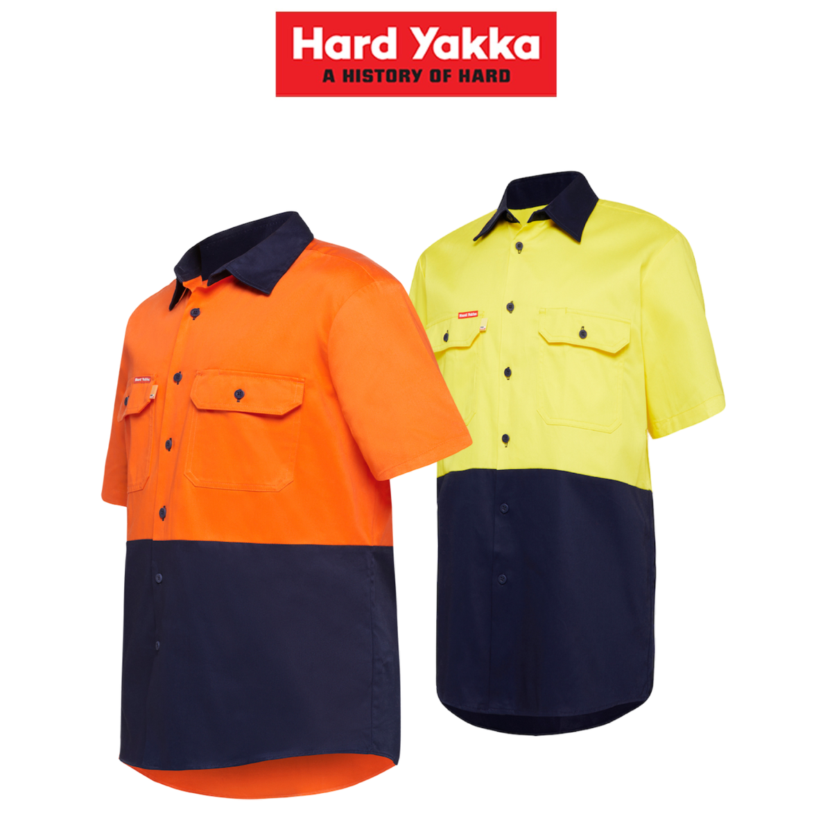 Hard Yakka Mens Core Light Weight Summer Work Drill Hi-Vis Shirt Safety Y04620