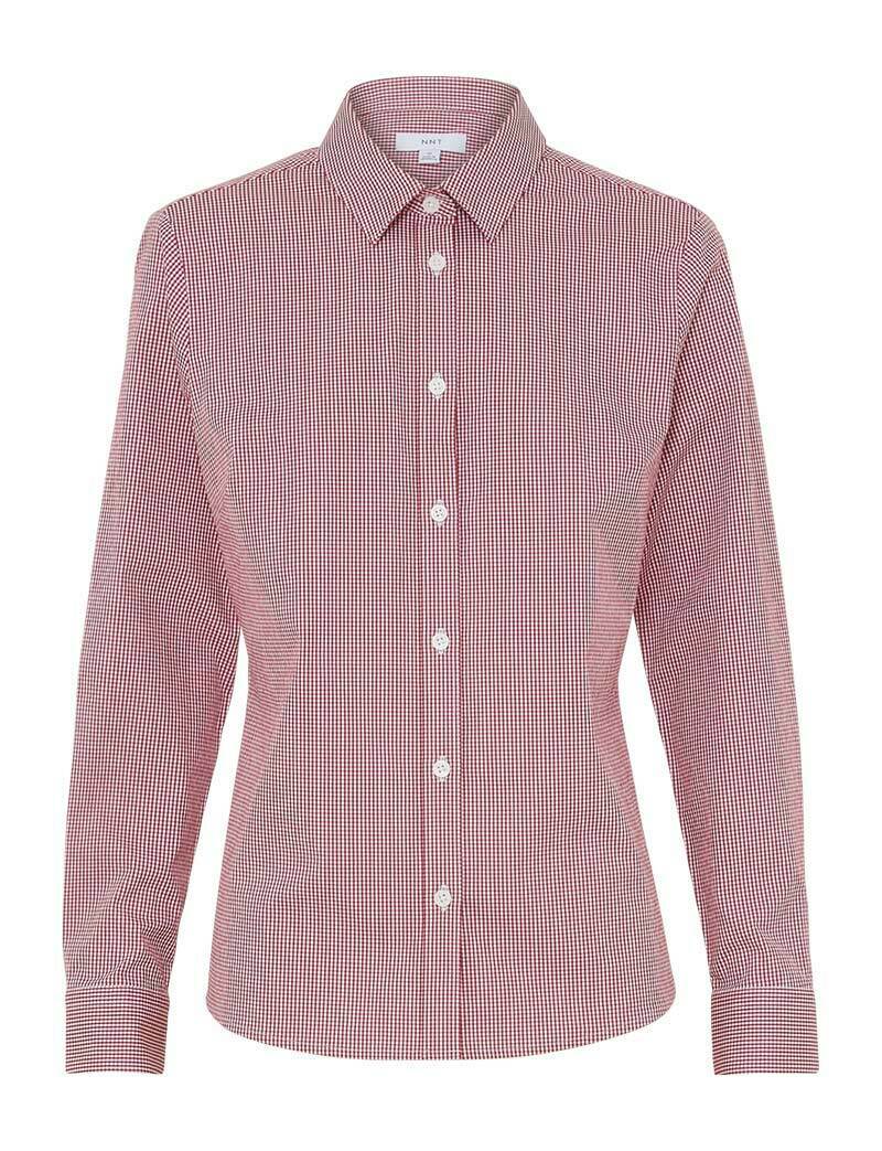 NNT Womens Avignon Gingham Business Shirts Long Sleeve Check Formal Shirt CATUKS-Collins Clothing Co