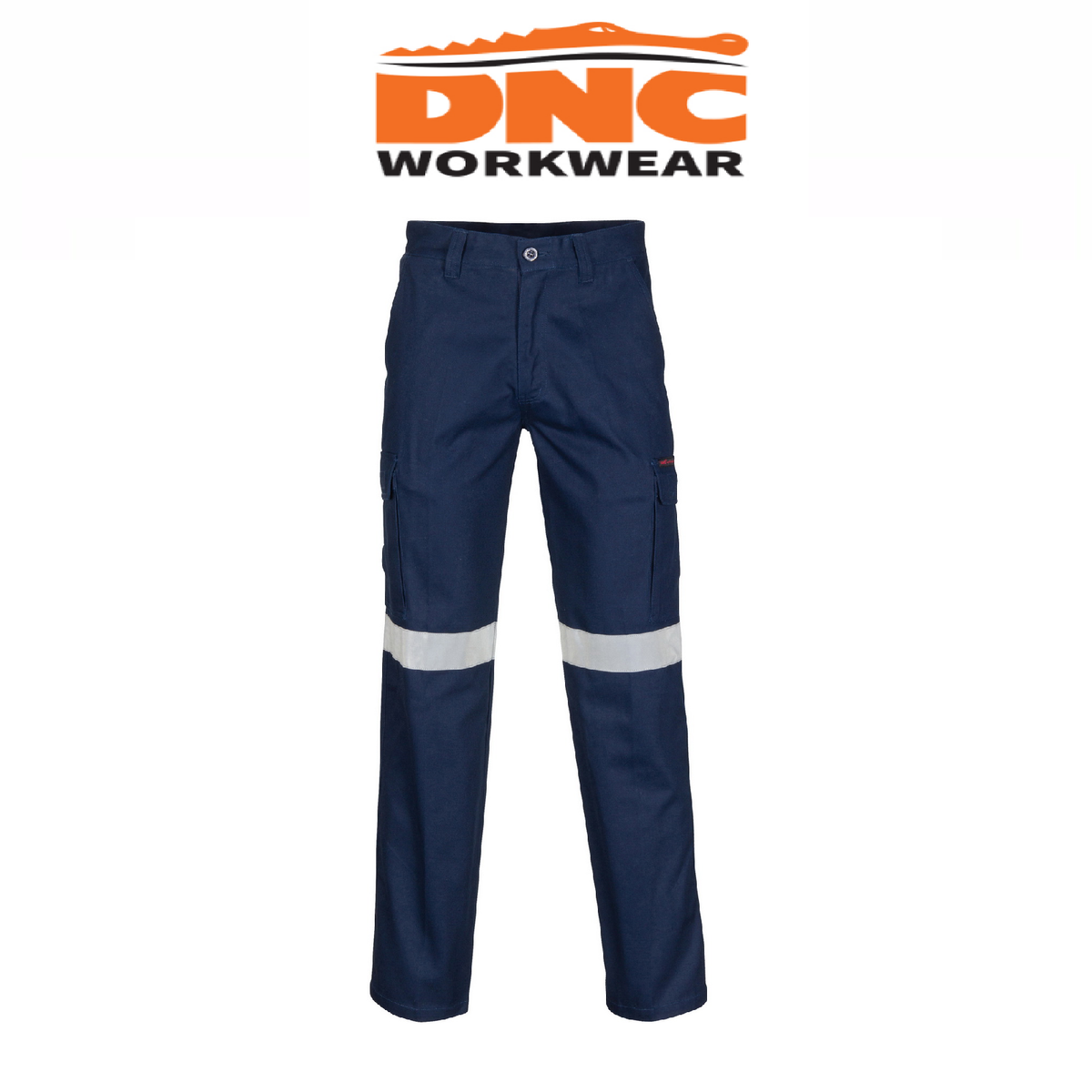 DNC Workwear Mens Middle Weight Cotton Double Angled Cargo Pants Reflective 1504