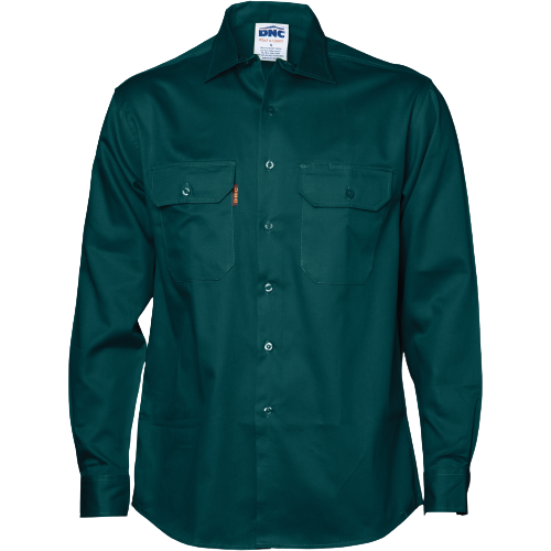 DNC Workwear Mens Cotton Drill Work Shirt Long Sleeve Comfortable  3202-Collins Clothing Co