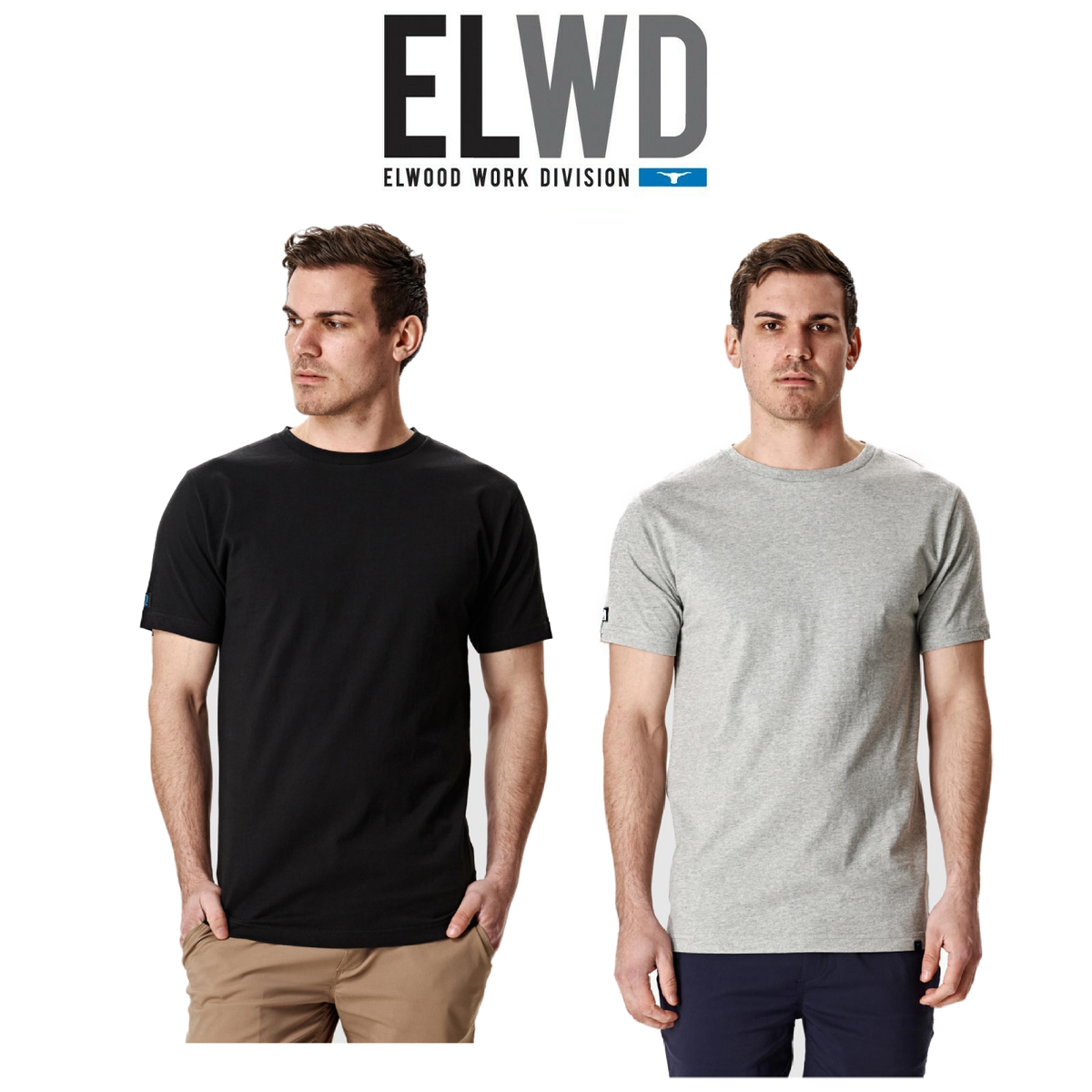 Elwood Mens Basic Tee Combed Cotton  Short Sleeve Stretch T-Shirt Work EWD815
