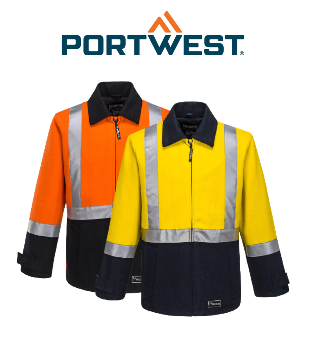 Portwest Mens Huski Bluey Jacket Hi Vis Full Zip Flame Resistant Lining K8018