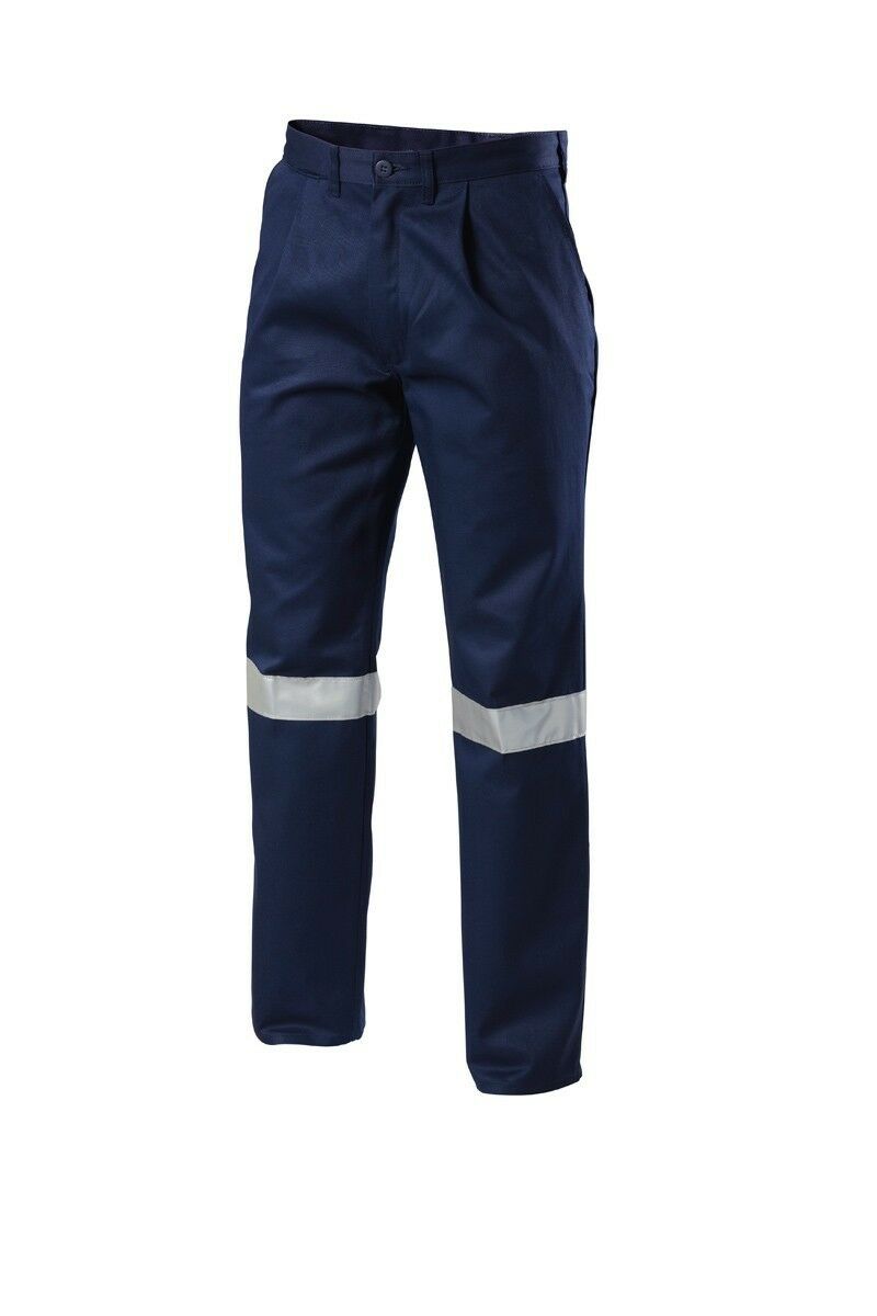 Mens Hard Yakka Cotton Drill Pants Reflective Tape Workwear Tough Y02615-Collins Clothing Co