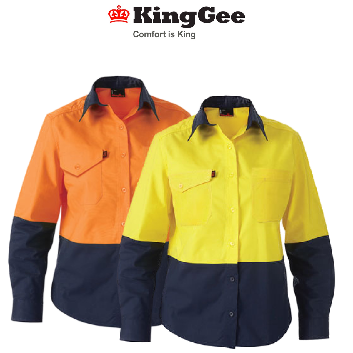 KingGee WorkCool 2 Womens Hi Vis Spliced Shirt L/S Lightweight Cotton K44543