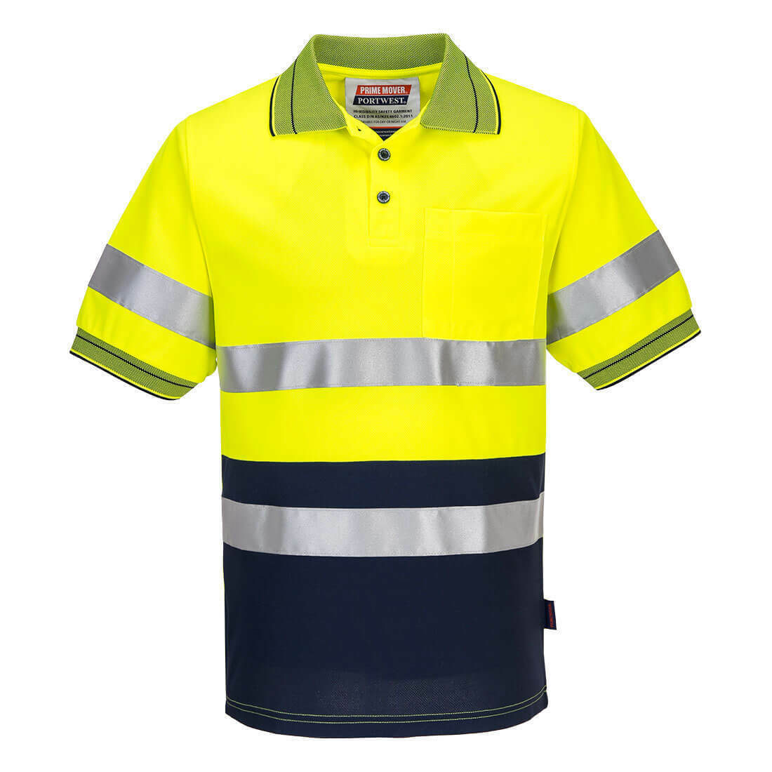 Portwest Mens Prime Mover Short Sleeve Micro Mesh Polo Taped Hi-Vis Work MP510-Collins Clothing Co