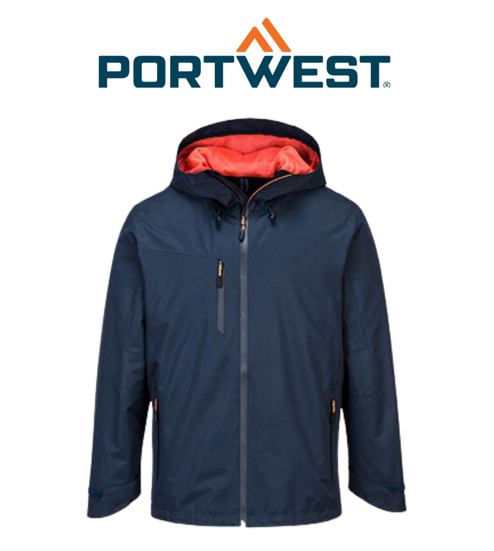 Portwest X3 Shell Jacket Breathable Water Resistant Black Hooded Jacket S600