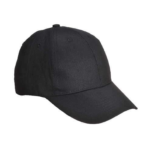 Portwest Six Panel Baseball Cap Adjustable Strap Comfortable Black Cap B010-Collins Clothing Co