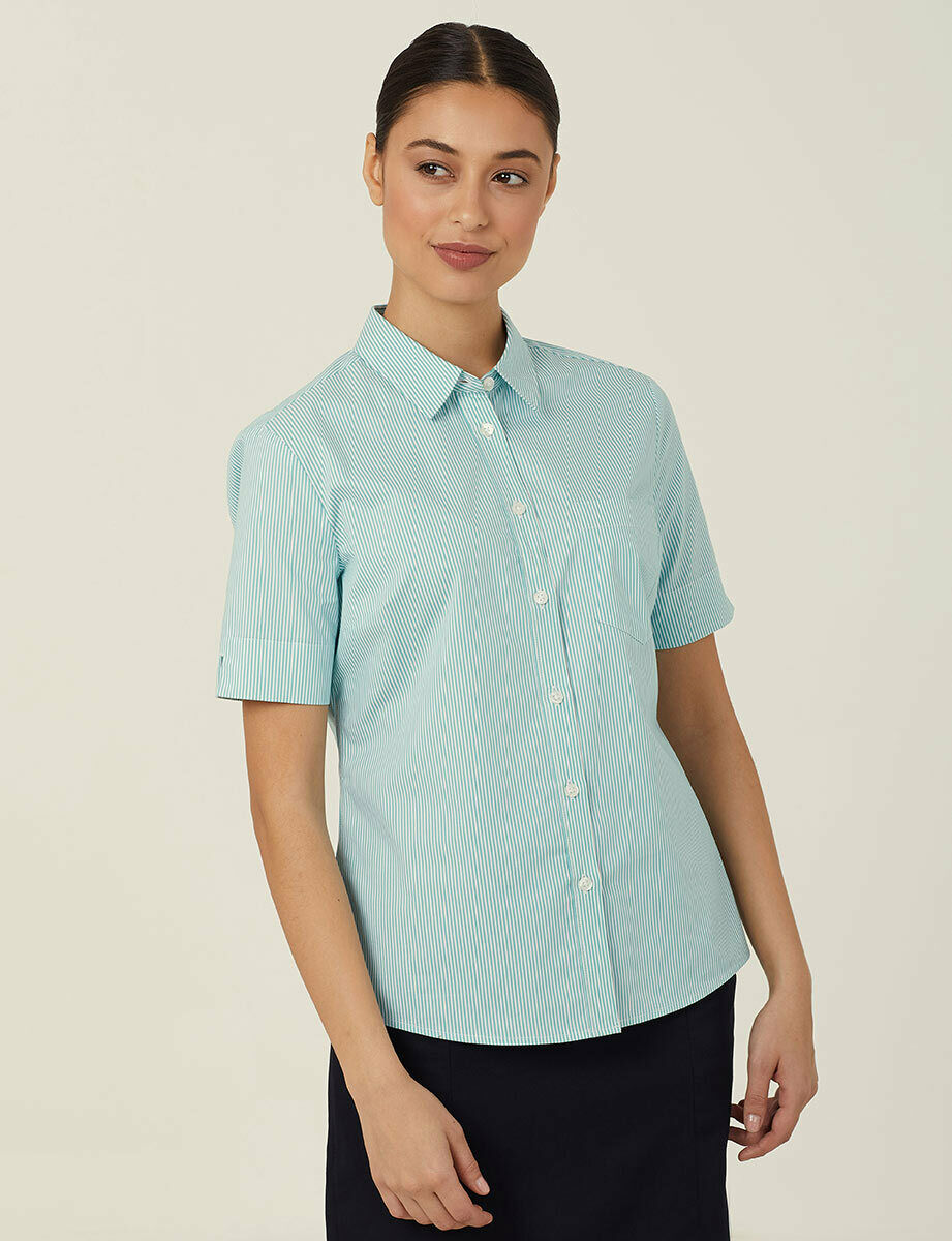 NNT Womens Avignon Stripe Short Sleeve Slim Casual Shirt Regular Business CATUK5