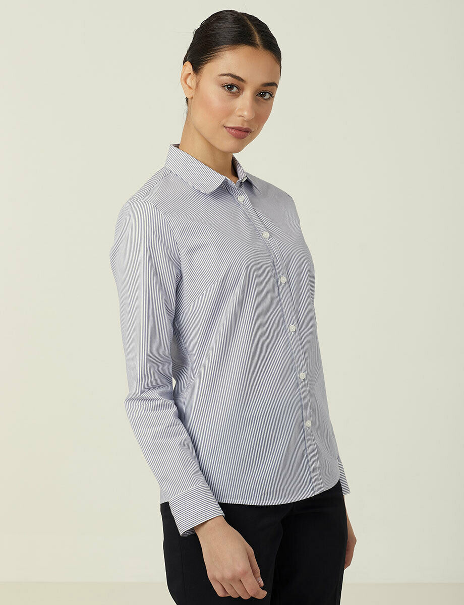 NNT Womens Avignon Stripe Long Sleeve Formal Shirt Comfy Business Shirts CATUKT-Collins Clothing Co