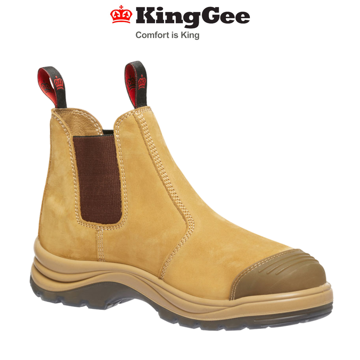 KingGee Mens Tradie Elastic Pull Up Work Boots Memory Foam Steel Toe Cap K25200